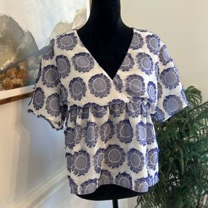 Maeve Giovanni Textured Babydoll blouse - Anthropologie